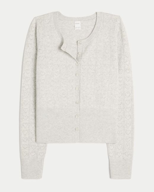 Hollister White Gilly Hicks Heart Pointelle Cardigan