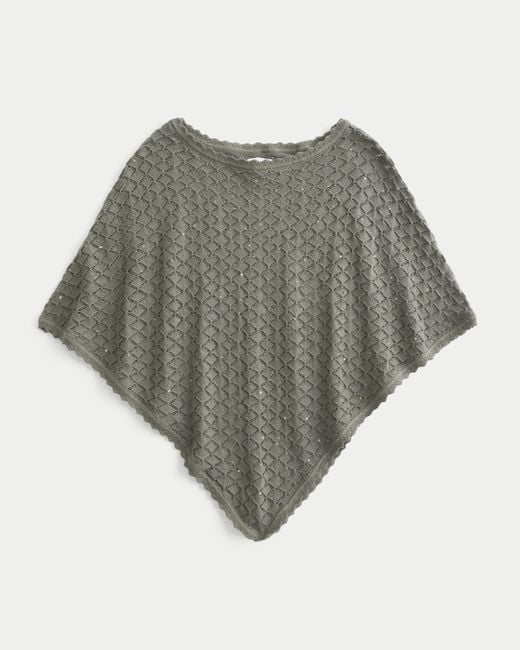 Hollister Gray Open-stitch Sequin Poncho