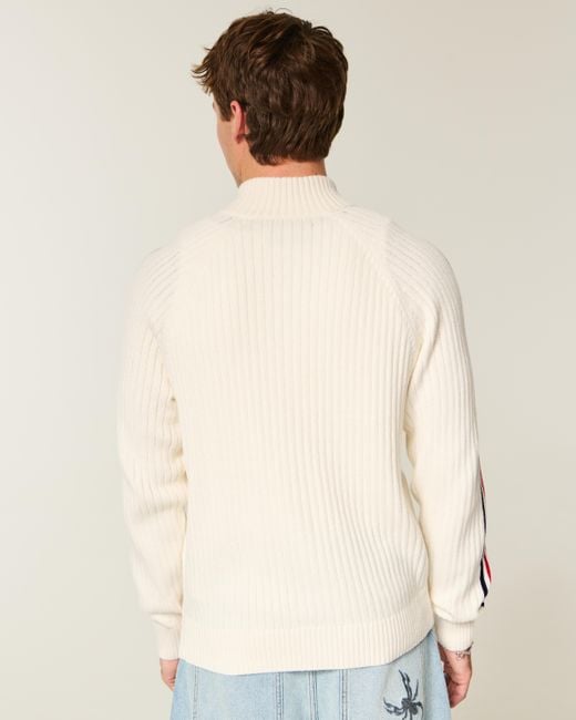 Hollister Natural Relaxed Zip-up Soccer Emblem Sweater for men