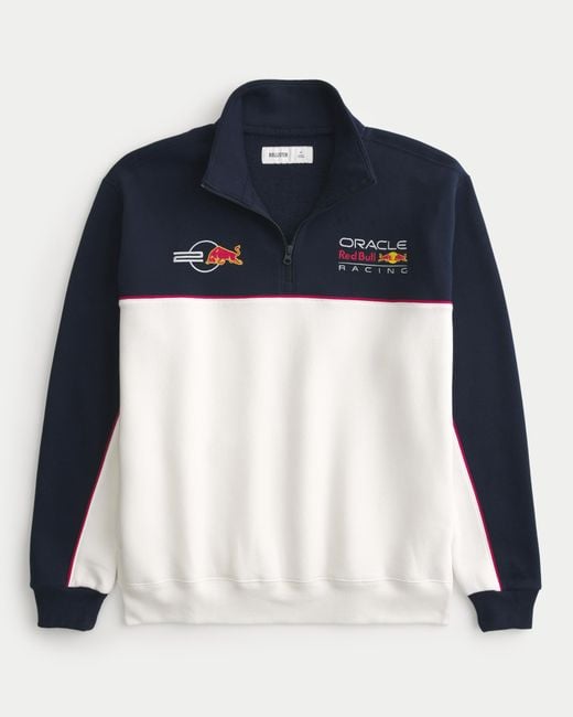 Hollister Sweatshirt mit kurzem Reißverschluss und Oracle Red Bull Racing-Grafik in Blue für Herren