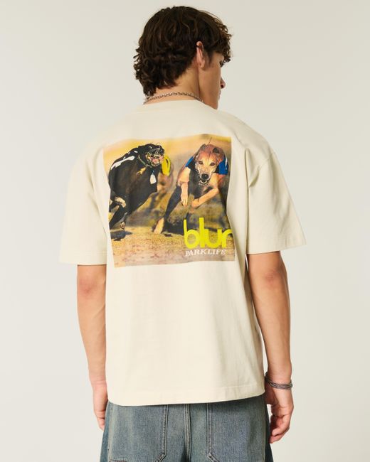 Hollister Kastiges, schweres Tee mit Blur-Grafik in White für Herren