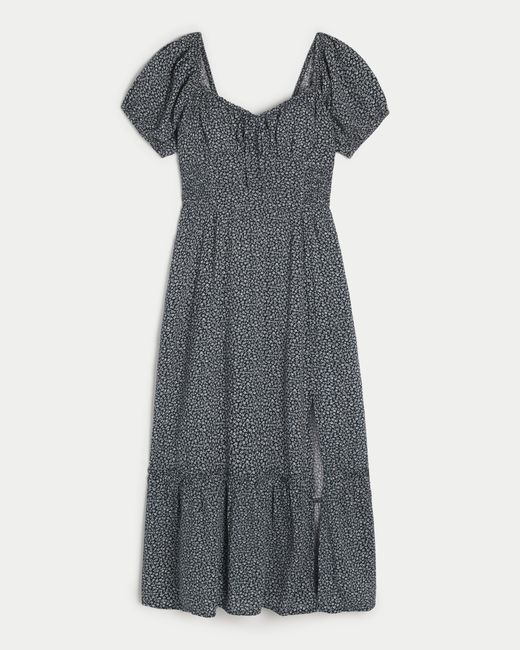 Hollister Gray Hollister Sofia Side-smocked Midi Dress