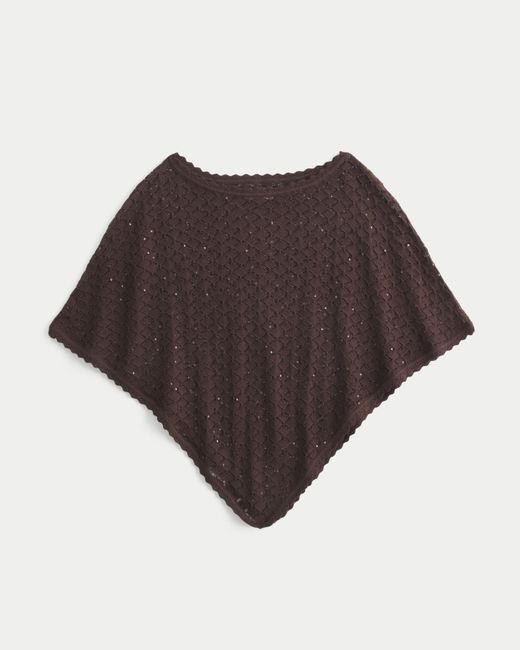 Hollister Brown Open-stitch Sequin Poncho