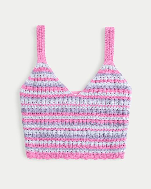 Hollister Pink Crop Crochet-style Bralette