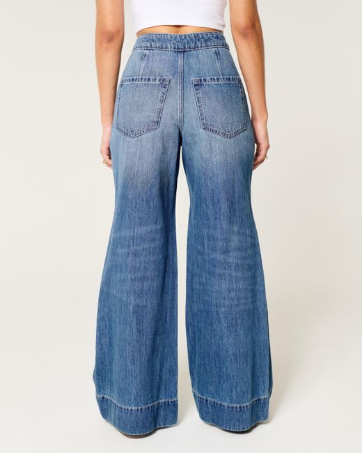 Hollister Blue Ultra High-rise Medium Wash Wide-leg Jeans