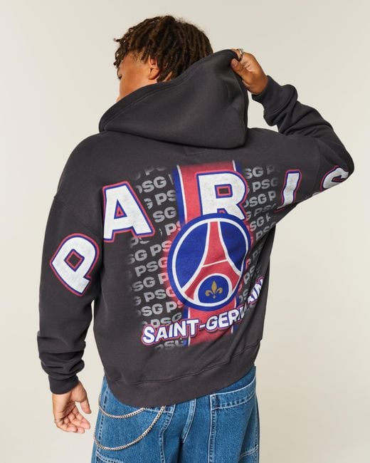 Hollister Black Paris Saint-germain F.c. Graphic Zip-up Hoodie for men