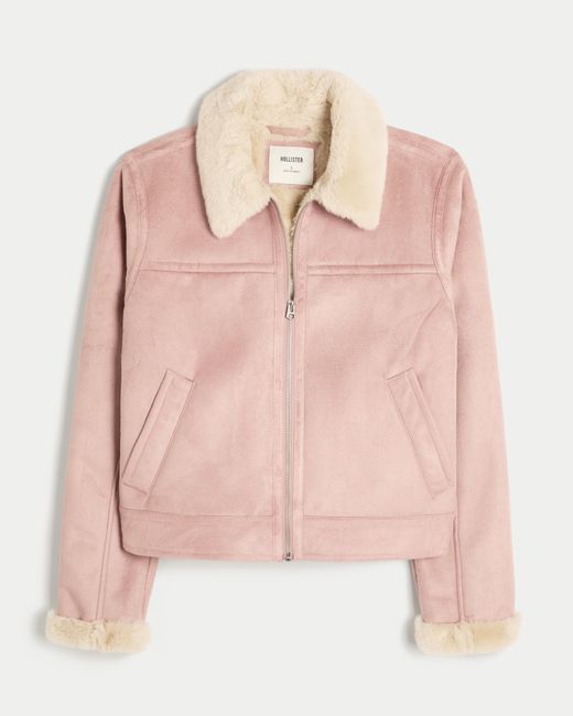 Hollister Pink Faux Shearling Jacket