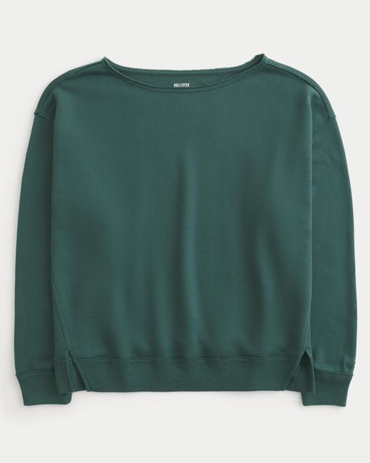 Hollister Green Oversized Off-the-shoulder Sweatshirt
