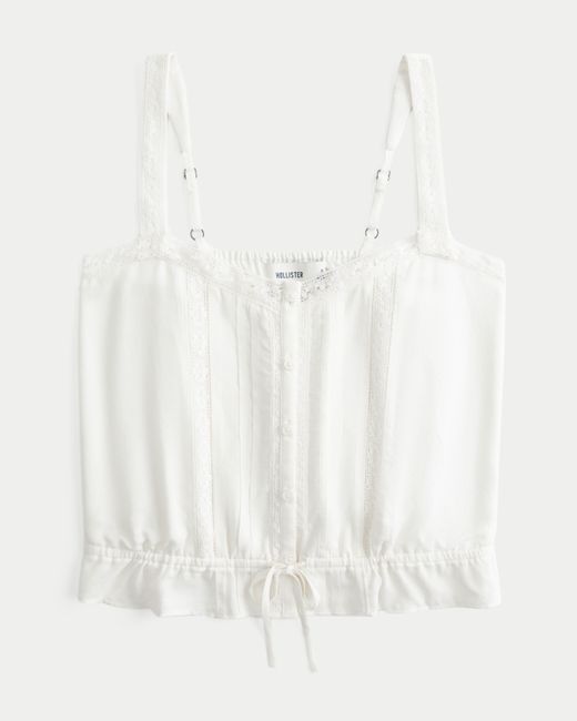 Hollister White Easy Cinch Waist Blouse