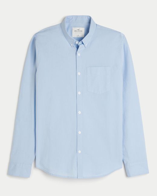 Hollister Blue Stretch Oxford Shirt for men