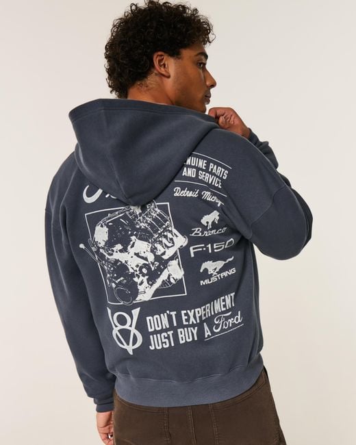 Hollister Kastiger Hoodie mit Ford-Grafik und Reißverschluss in Gray für Herren