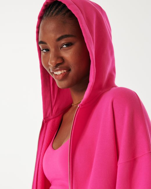 Hollister Gilly Hicks Oversized Zip-up Hoodie in Pink