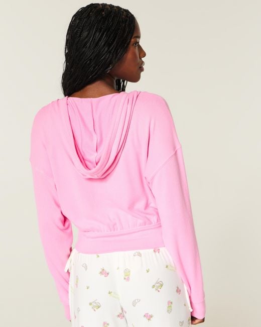 Hollister Pink Always Cozy V-neck Hoodie