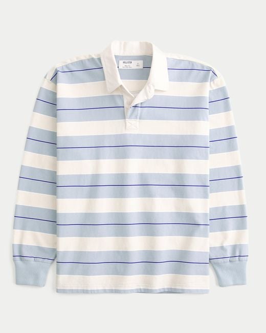 Hollister Blue Boxy Heavyweight Rugby Polo for men