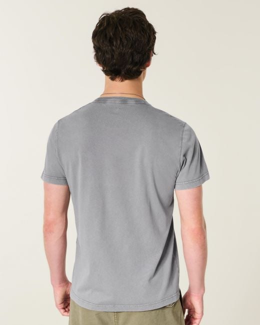 Hollister Gray Cotton Icon Crew T-shirt for men
