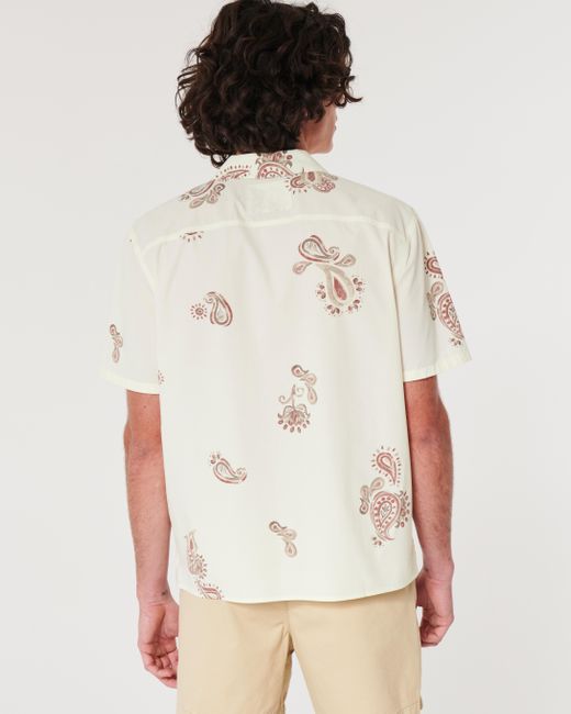 Hollister Natural Short-sleeve Paisley Poplin Shirt for men