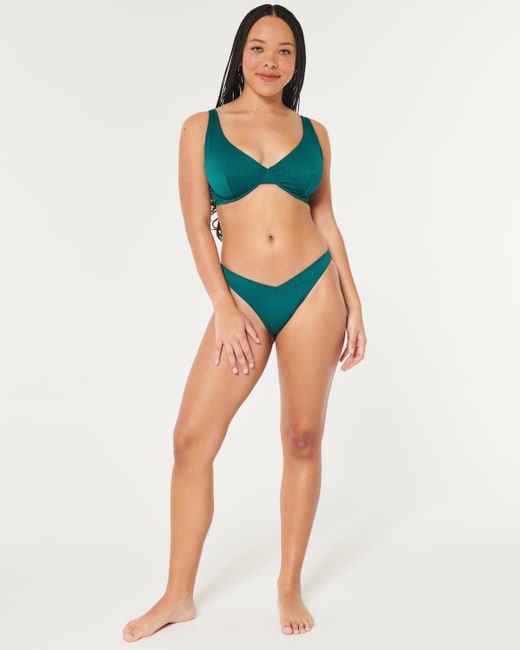Hollister Green Curvy High Apex Ribbed Underwire Bikini Top