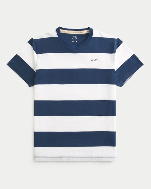Hollister Blue Cotton Icon Crew T-shirt for men