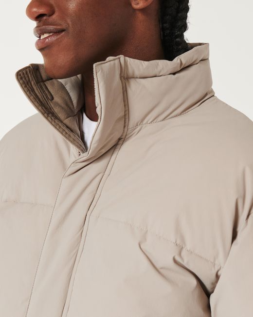 Hollister Natural Boxy Mock-neck Puffer Jacket for men