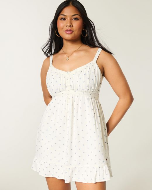 Hollister White Button Front Mini Dress