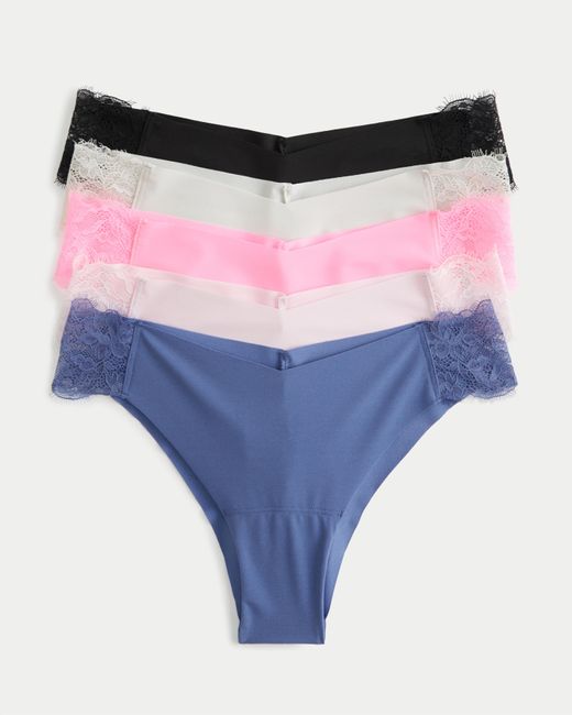 Hollister Blue Gilly Hicks Lace-side No-show Cheeky Underwear 5-pack