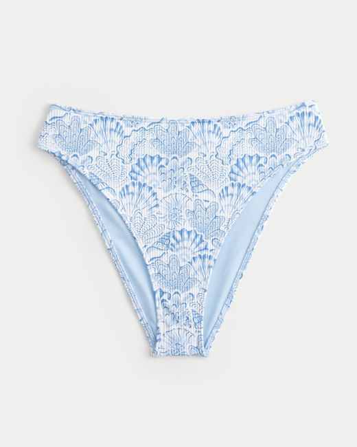 Hollister Blue Curvy High-leg High-waist Rib Cheeky Bikini Bottom