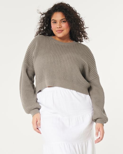 Hollister Gray Easy Waffle Crew Sweater