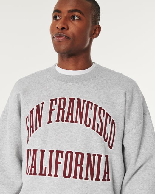 Hollister Gray San Francisco California Graphic Crew Sweatshirt for men