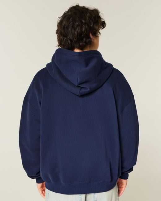 Hollister Kastiger Hoodie mit Reißverschluss und Nummern-Grafik in Blue für Herren