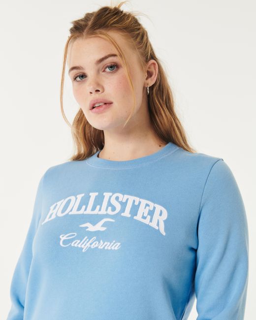 Hollister Blue Logo Graphic Crew Sweatshirt