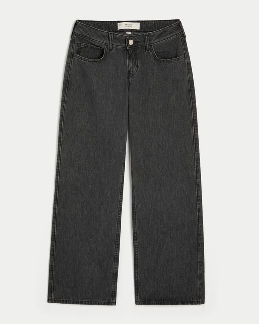 Hollister Gray Curvy Low-rise Washed Black Baggy Jeans
