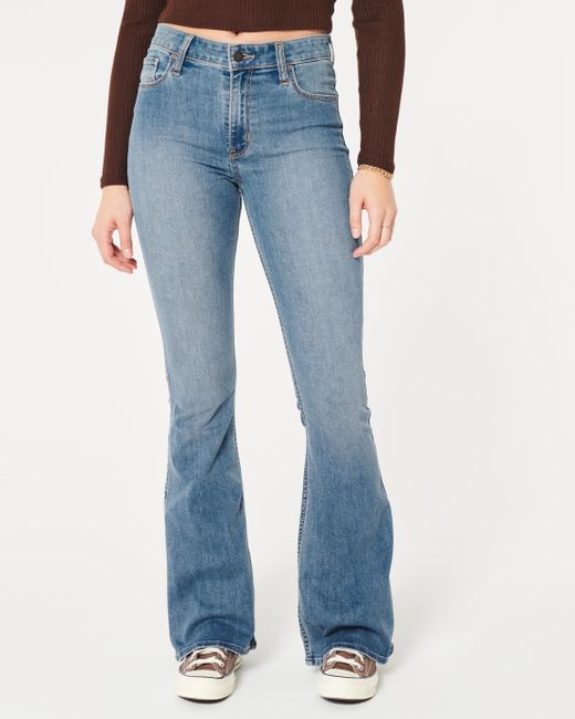 Hollister Blue Flare Jeans in mittlerer Waschung, High-Rise