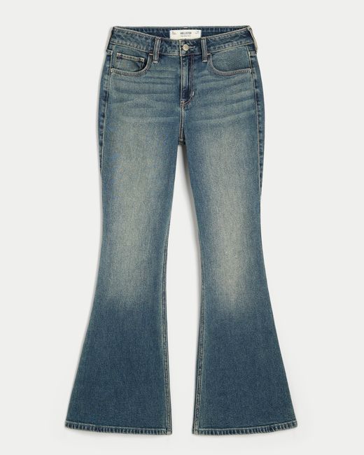 Hollister Blue High-rise Medium Wash Flare Jeans