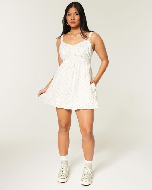 Hollister White Button Front Mini Dress