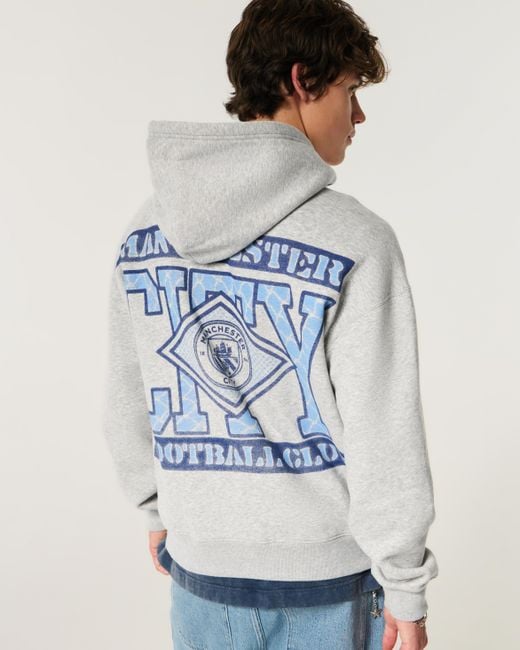 Hollister Gray Manchester City F.c. Graphic Hoodie for men
