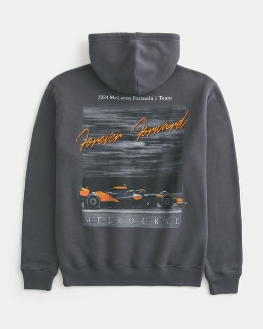 Hollister Gray Relaxed Mclaren Forever Forward Graphic Hoodie for men