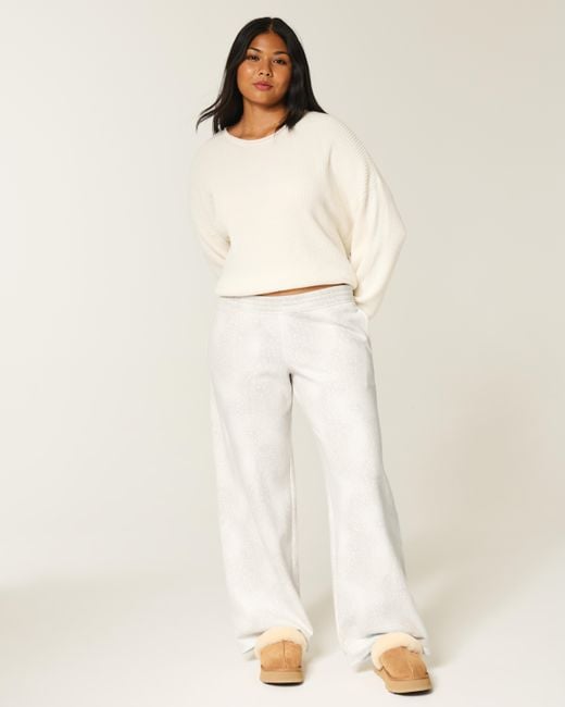 Hollister White Doe Print Baggy Sweatpants