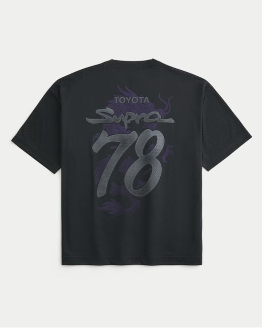 Hollister Black Baggy Toyota Supra Graphic Football Jersey for men