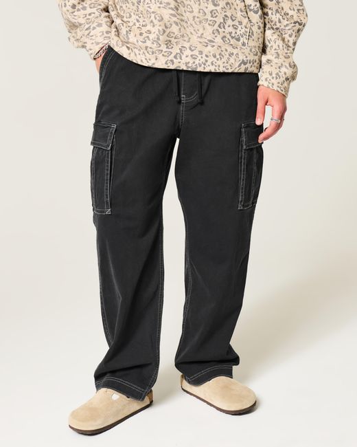 Hollister Black Baggy Cargo Pants for men