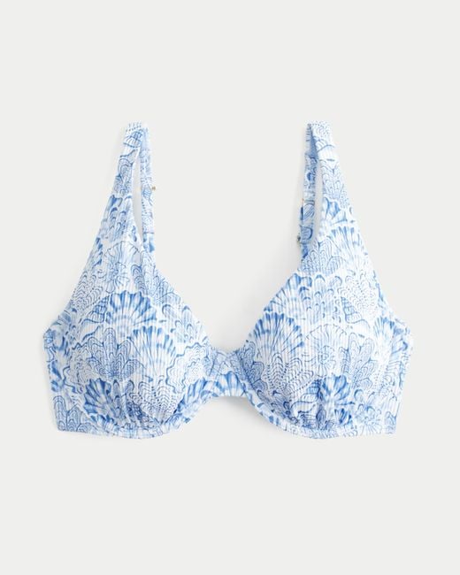 Hollister Blue Curvy Rib High Apex Underwire Bikini Top
