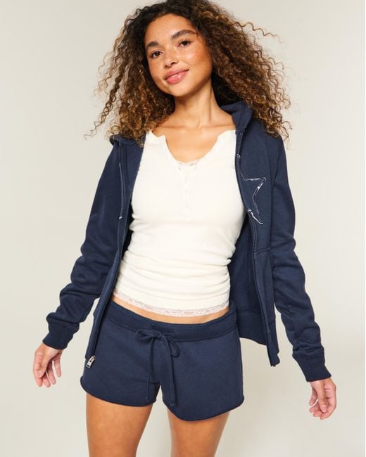 Hollister Blue Fleece Mini Short