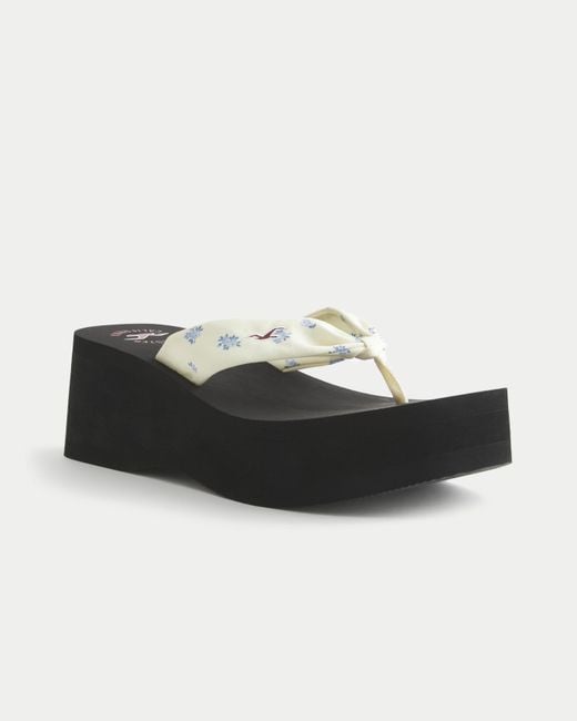 Hollister Black Platform Flip Flops