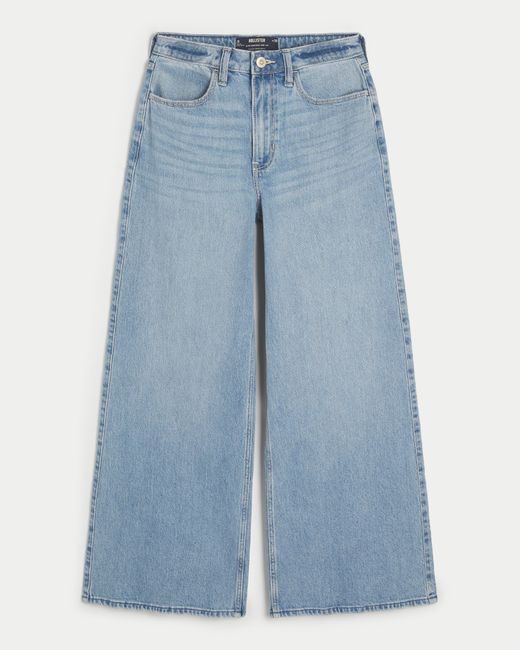 Hollister Blue Ultra High-rise Medium Wash Wide-leg Jeans