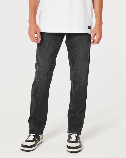 Hollister Markentypische Slim Straight Jeans in verblasstem Schwarz in Gray für Herren