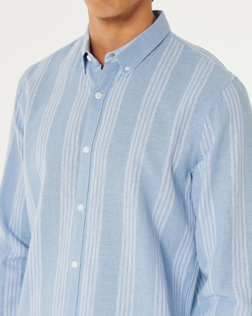 Hollister Blue Long-sleeve Linen Blend Button-through Shirt for men