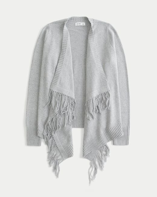 Hollister Gray Easy Fringe No-close Cardigan