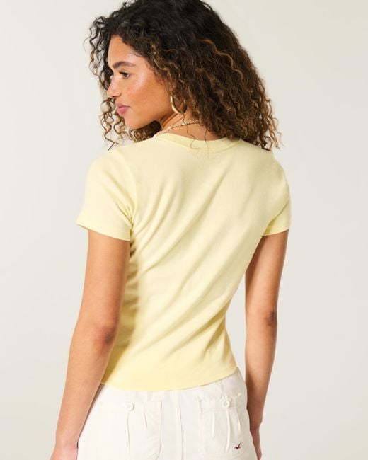 Hollister Yellow 100% Cotton Crew Baby Tee