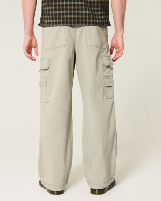 Hollister Gray Super Baggy Cargo Pants for men