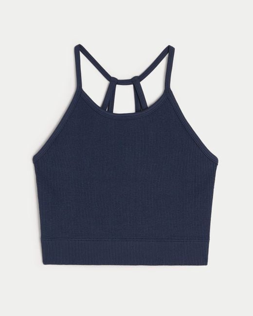 Hollister Blue Gilly Hicks Active Ribbed Seamless Fabric High-neck Tank