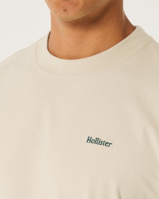 Hollister Schweres, kastiges Tee mit Logo in Natural für Herren